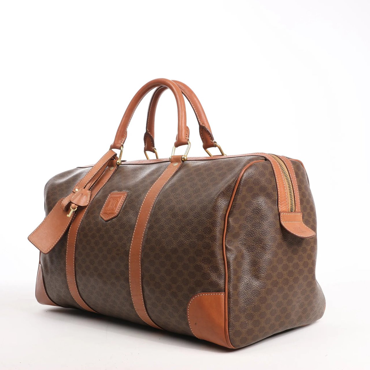 Celine Celine Macadam Boston PVC & Leather Travel Bag in Brown Bruin