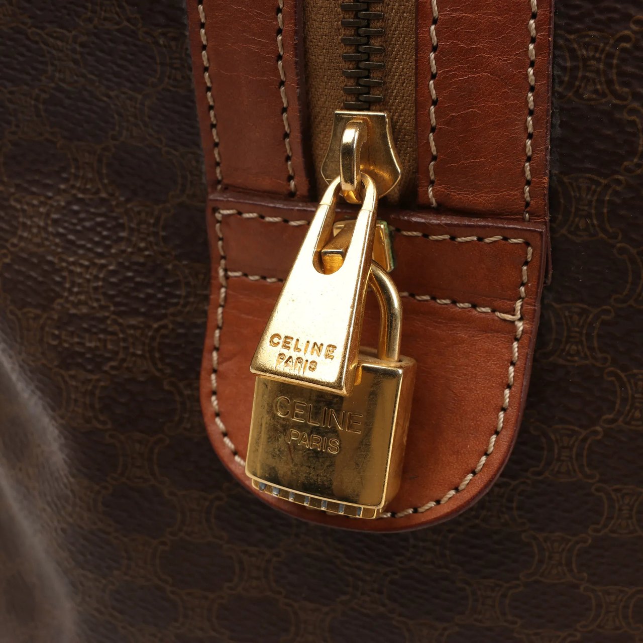 Celine Celine Macadam Boston PVC & Leather Travel Bag in Brown Bruin