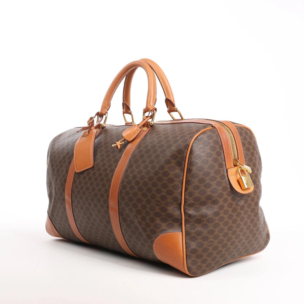 Celine Celine Macadam Boston PVC & Leather Travel Bag in Brown Bruin