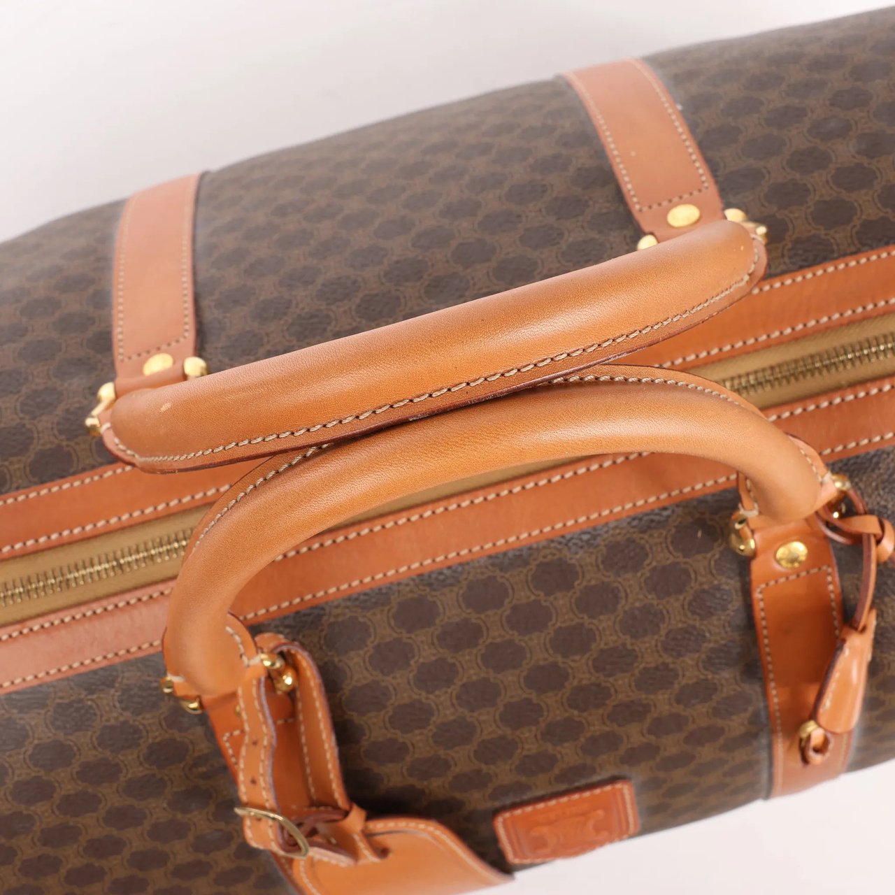 Celine Celine Macadam Boston PVC & Leather Travel Bag in Brown Bruin