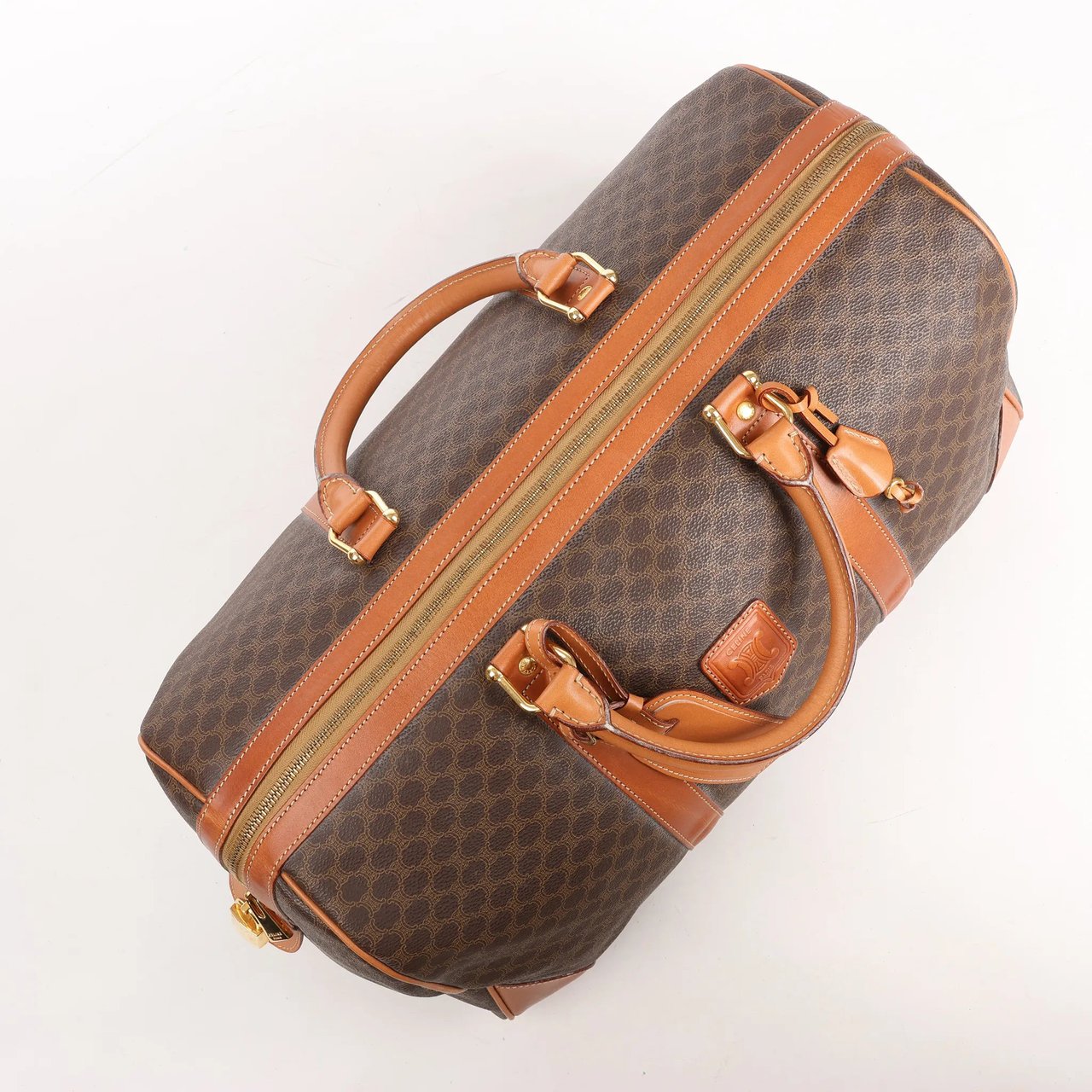 Celine Celine Macadam Boston PVC & Leather Travel Bag in Brown Bruin