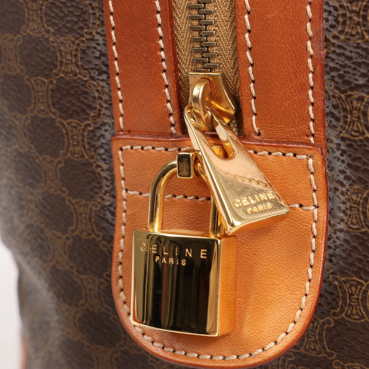 Celine Celine Macadam Boston PVC & Leather Travel Bag in Brown Bruin