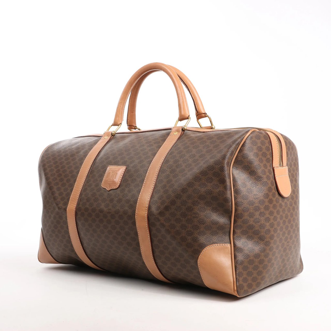 Celine Celine Macadam Boston PVC & Leather Travel Bag in Brown Bruin