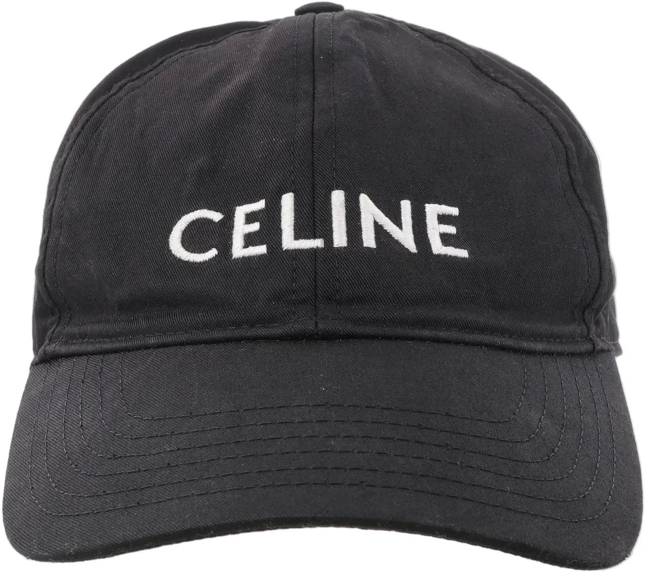 Celine CELINE Embroidered Logo Adjustable Hat in Black Zwart