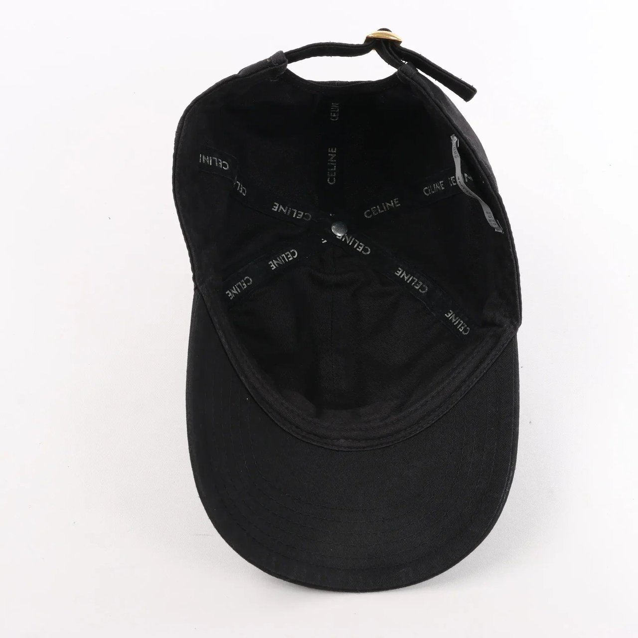 Celine CELINE Embroidered Logo Adjustable Hat in Black Zwart