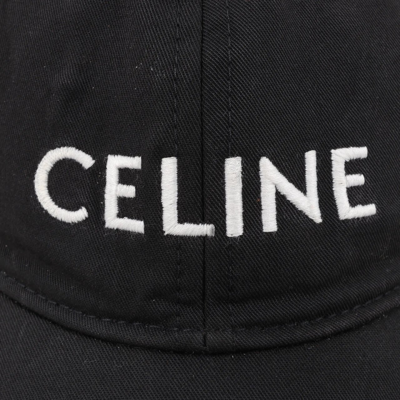 Celine CELINE Embroidered Logo Adjustable Hat in Black Zwart