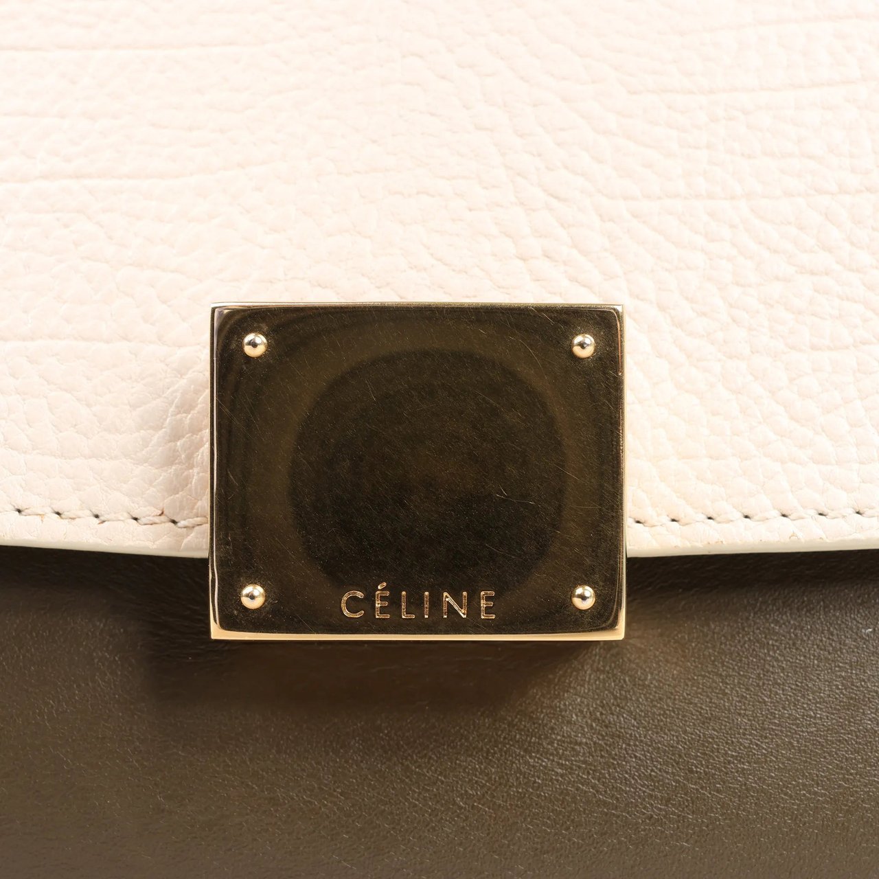 Celine CELINE Trapeze Leather x Suede 2Way Handbag in Beige x Black, Khaki Divers