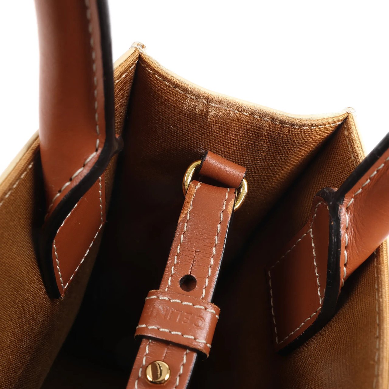 Celine Celine Triomphe Mini Vertical Hippopotamus PVC x Leather 2Way Handbag White x Brown Beige