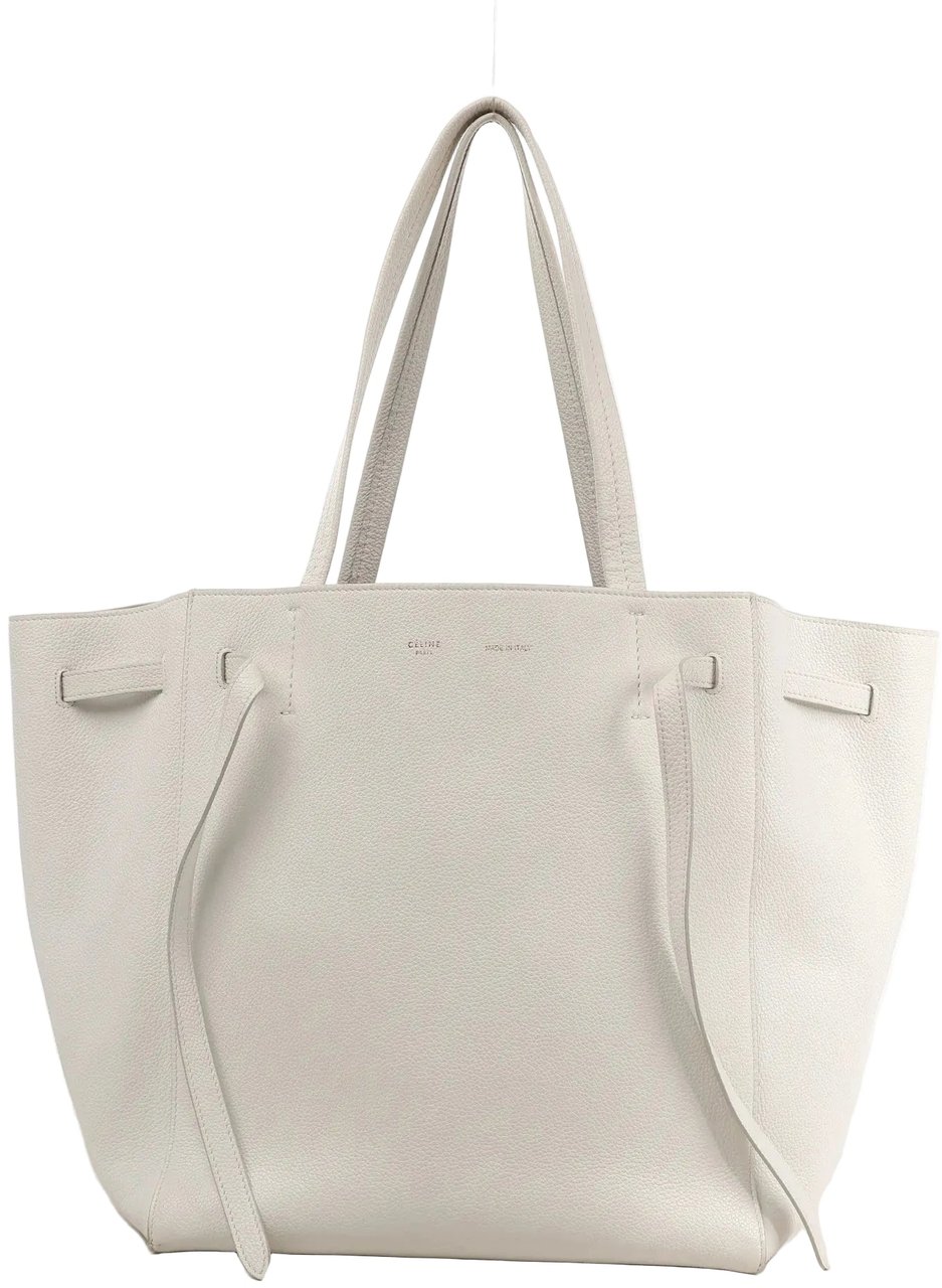Celine Celine Cabas Phantom Small Leather Shoulder Bag in White Wit