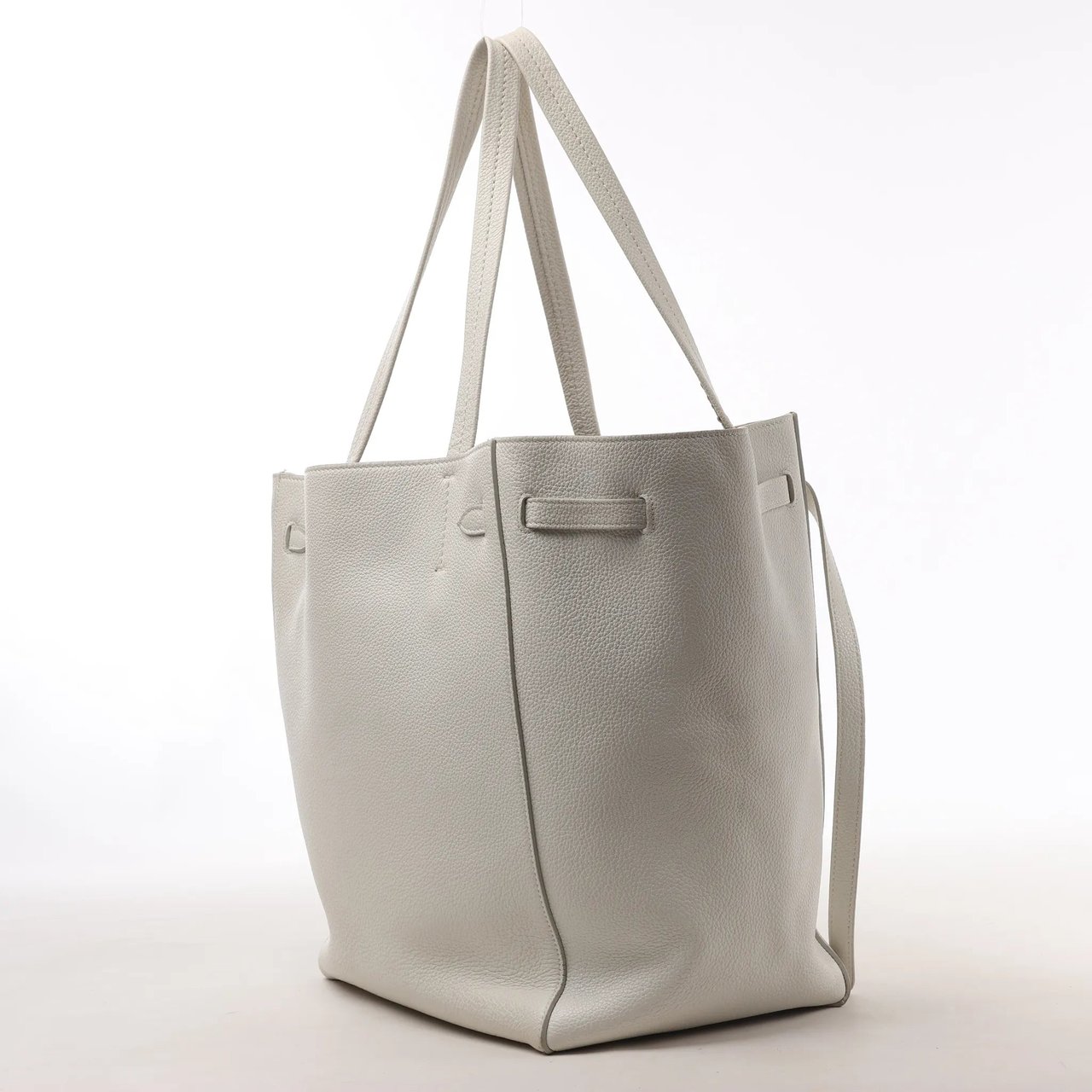 Celine Celine Cabas Phantom Small Leather Shoulder Bag in White Wit