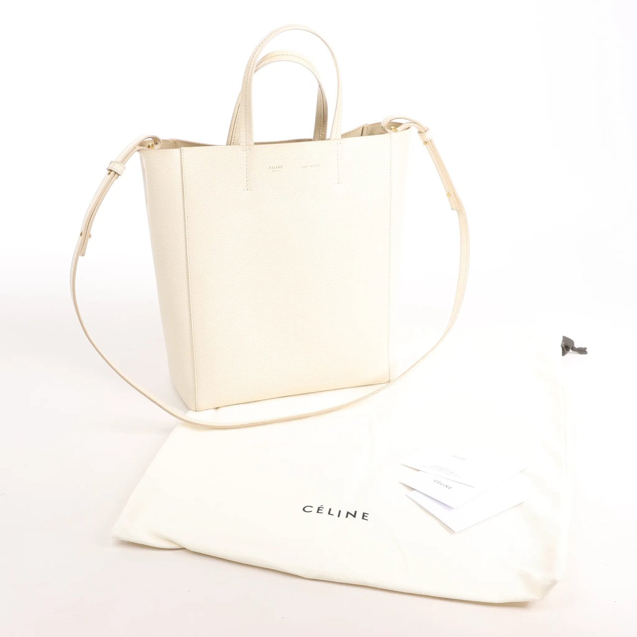 Celine Celine Vertical Cabas Phantom Small Leather 2Way Shoulder Bag in White Wit