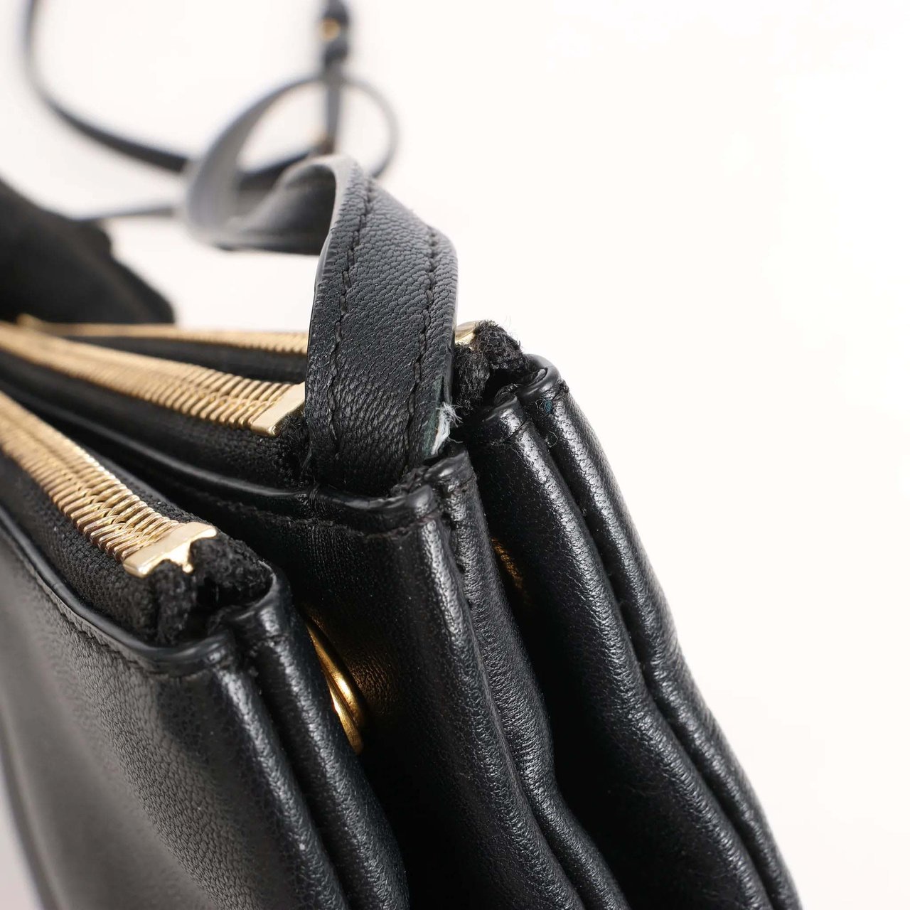 Celine Celine Trio Large Leather Crossbody bag in Black Zwart