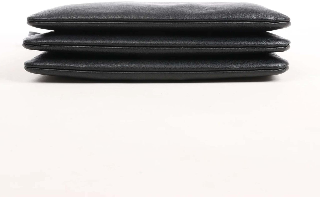 Celine Celine Trio Large Leather Crossbody bag in Black Zwart