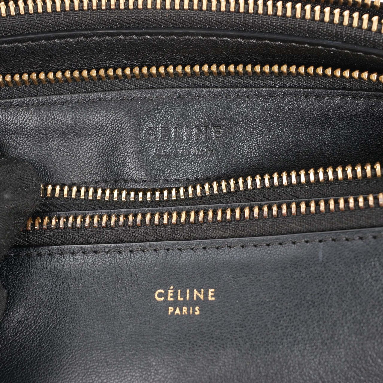 Celine Celine Trio Large Leather Crossbody bag in Black Zwart