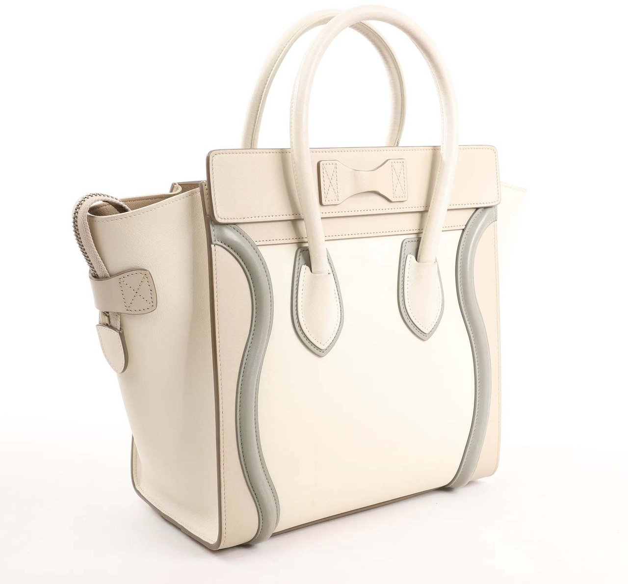Celine Celine Luggage Micro Leather Handbag in Beige x Gray Divers