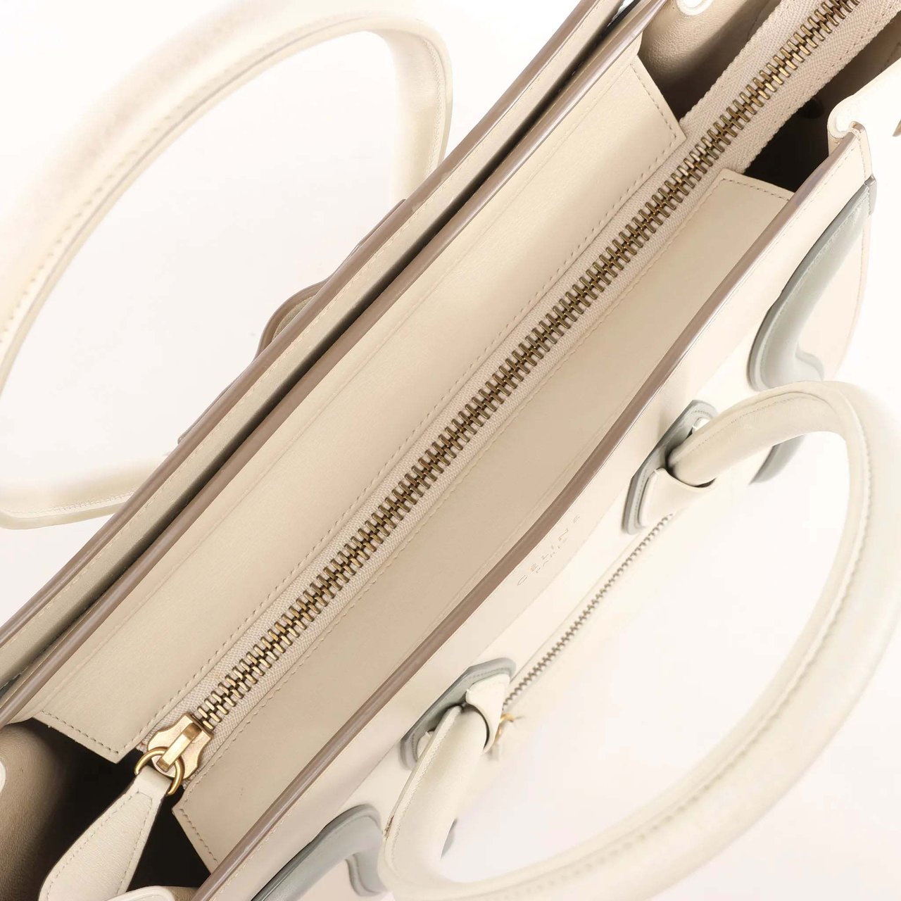 Celine Celine Luggage Micro Leather Handbag in Beige x Gray Divers