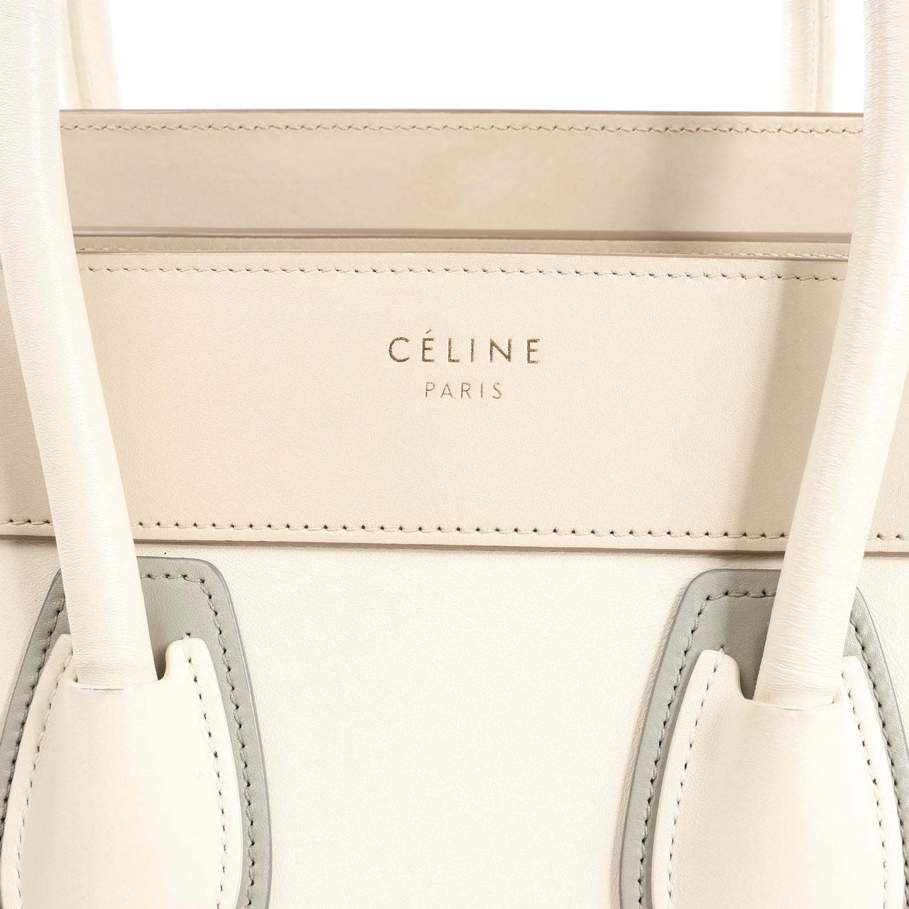 Celine Celine Luggage Micro Leather Handbag in Beige x Gray Divers