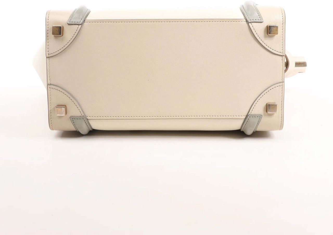 Celine Celine Luggage Micro Leather Handbag in Beige x Gray Divers