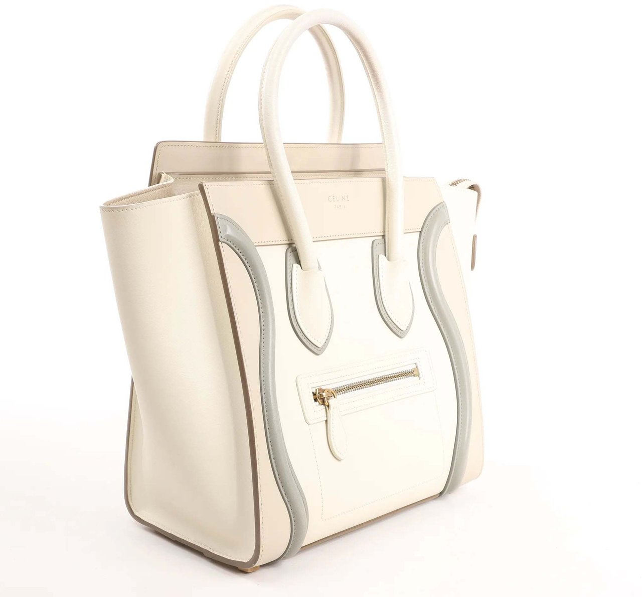 Celine Celine Luggage Micro Leather Handbag in Beige x Gray Divers