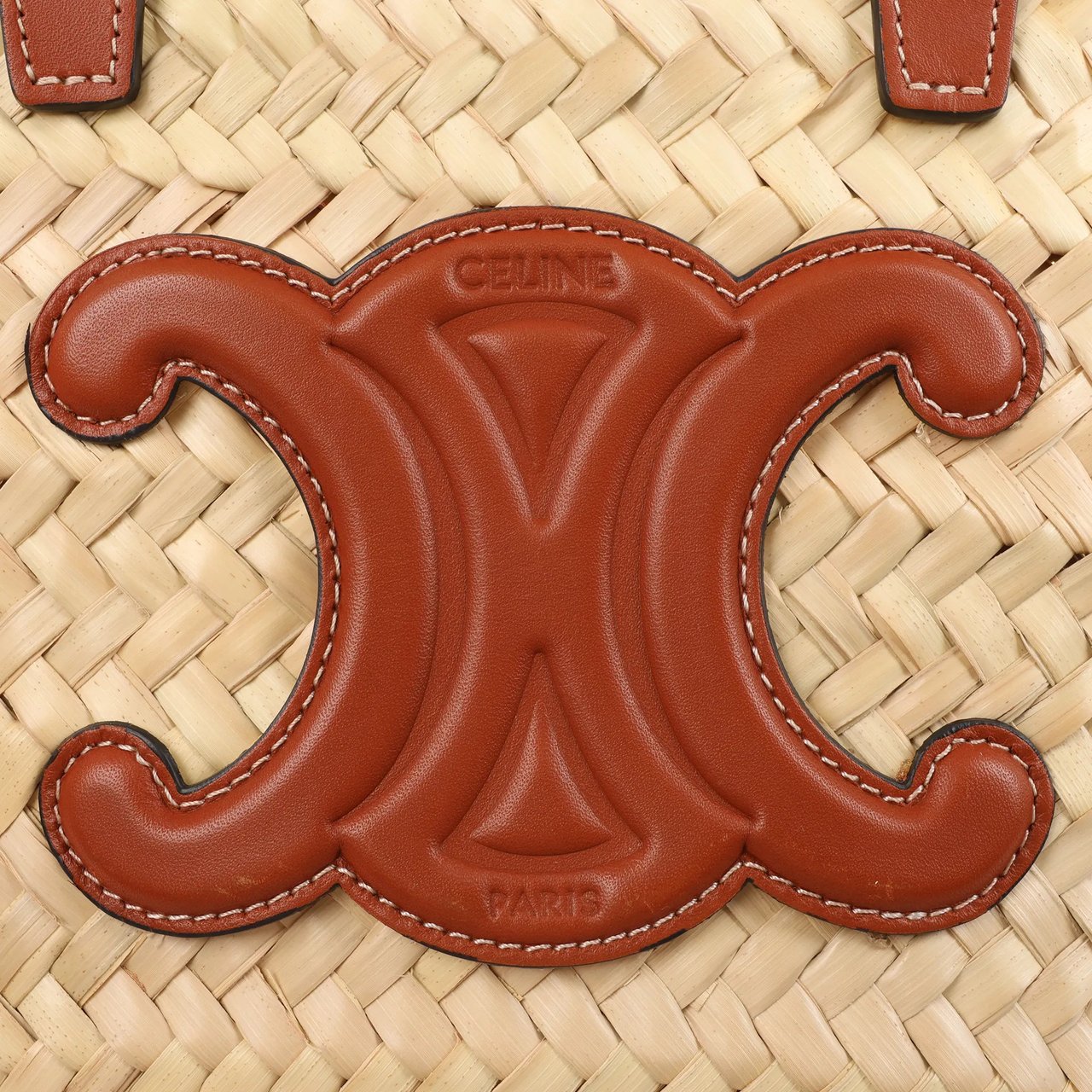 Celine Celine Triomphe Straws x Leather 2Way Handbag Beige x Brown Divers