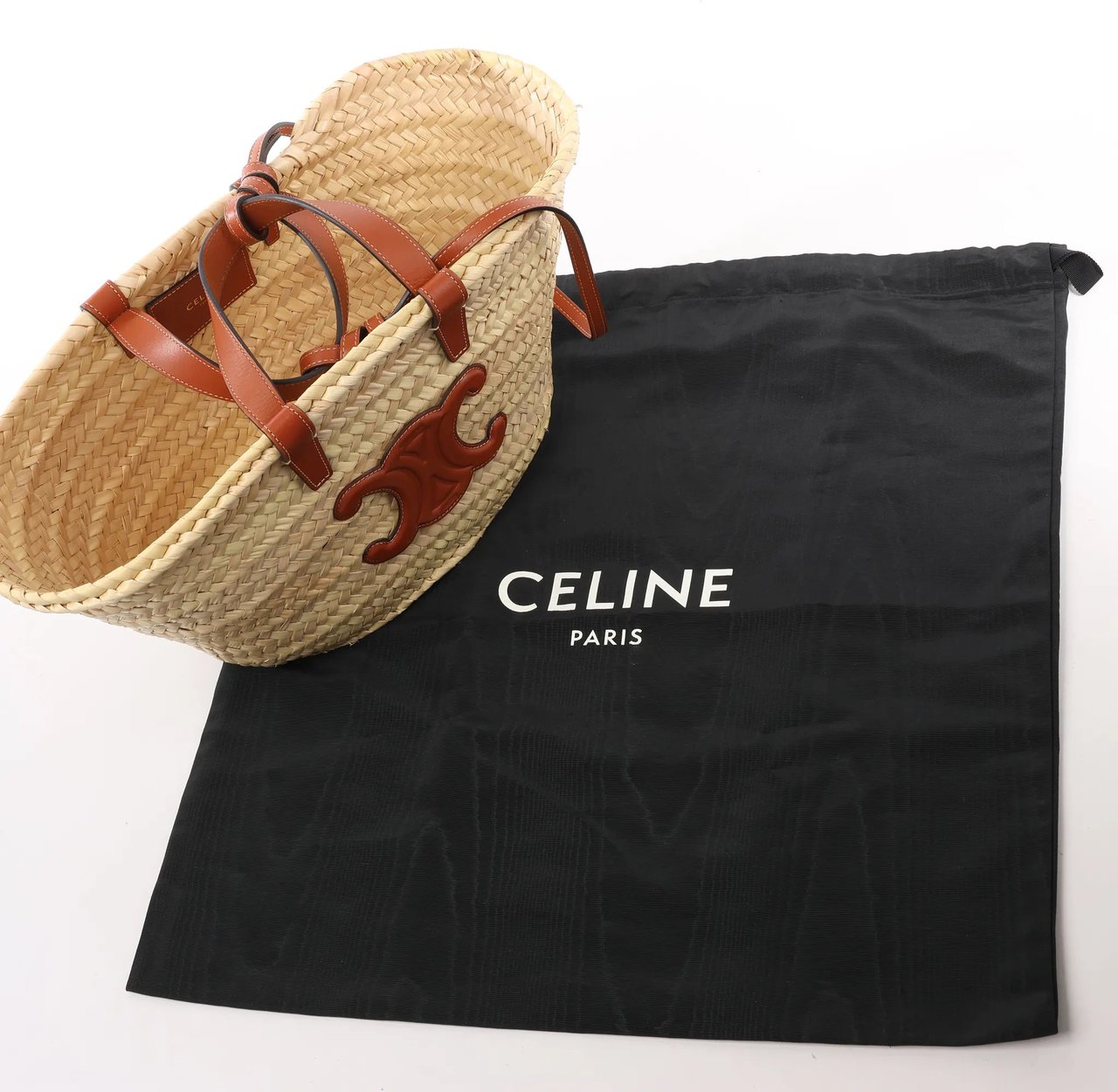 Celine Celine Triomphe Straws x Leather 2Way Handbag Beige x Brown Divers
