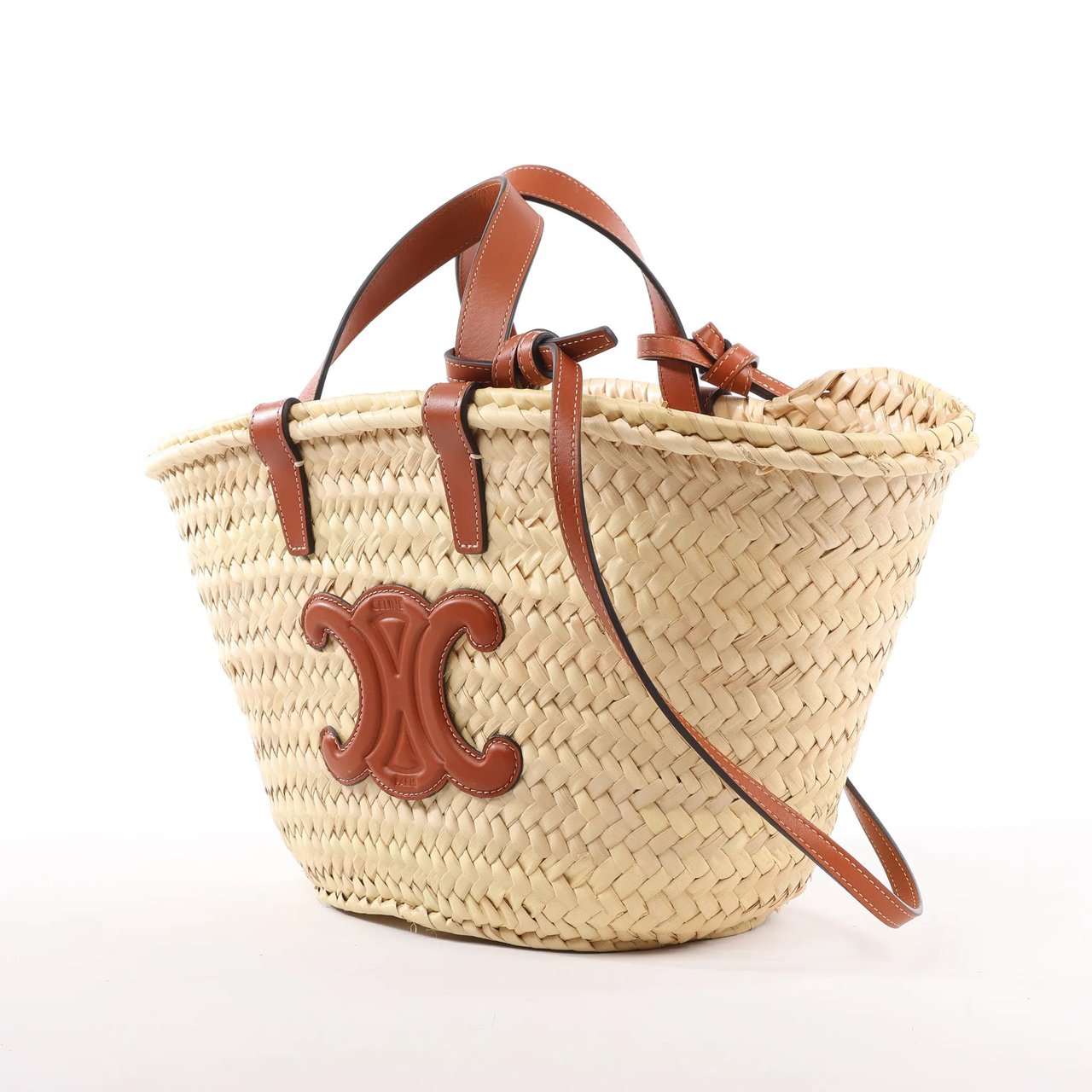 Celine Celine Triomphe Straws x Leather 2Way Handbag Beige x Brown Divers