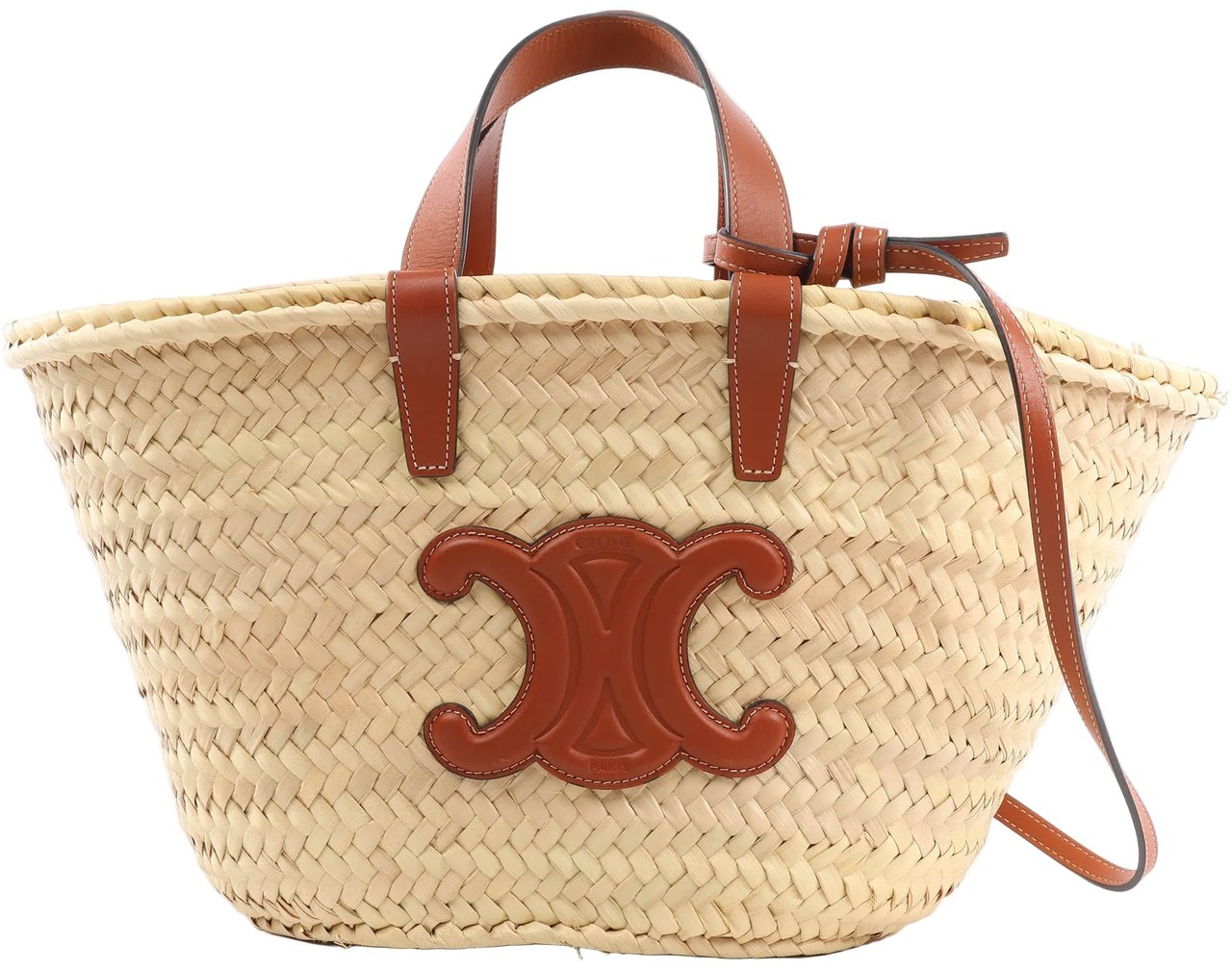 Celine Celine Triomphe Straws x Leather 2Way Handbag Beige x Brown Divers