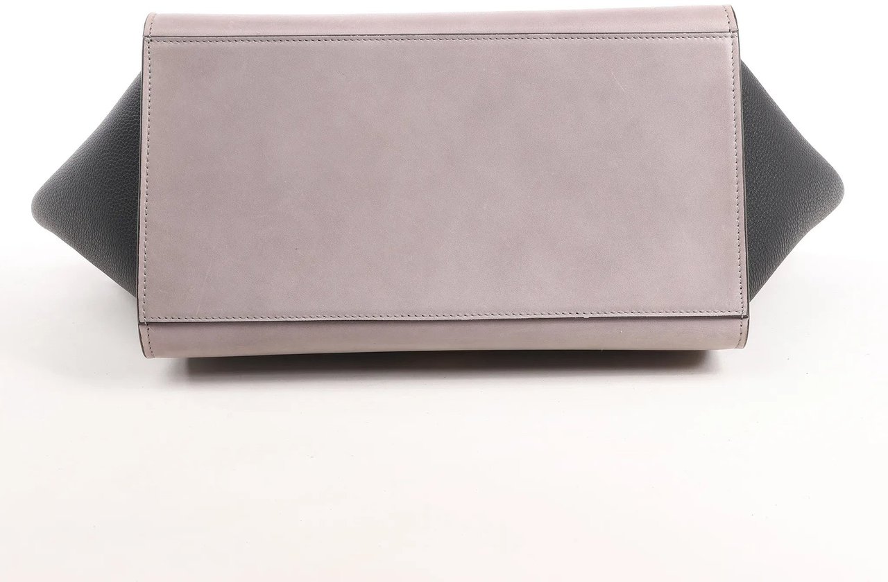 Celine CELINE Trapeze Leather 2Way Handbag in Navy Blue x Taupe x Black Blauw