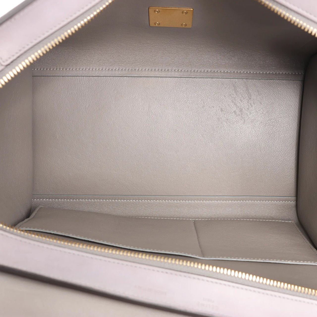 Celine CELINE Trapeze Leather 2Way Handbag in Navy Blue x Taupe x Black Blauw