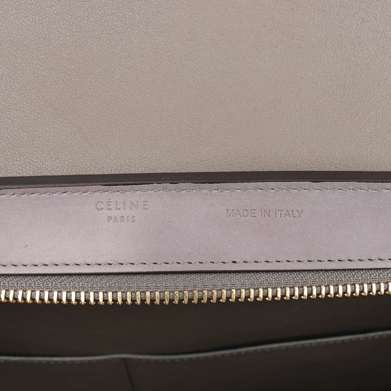 Celine CELINE Trapeze Leather 2Way Handbag in Navy Blue x Taupe x Black Blauw