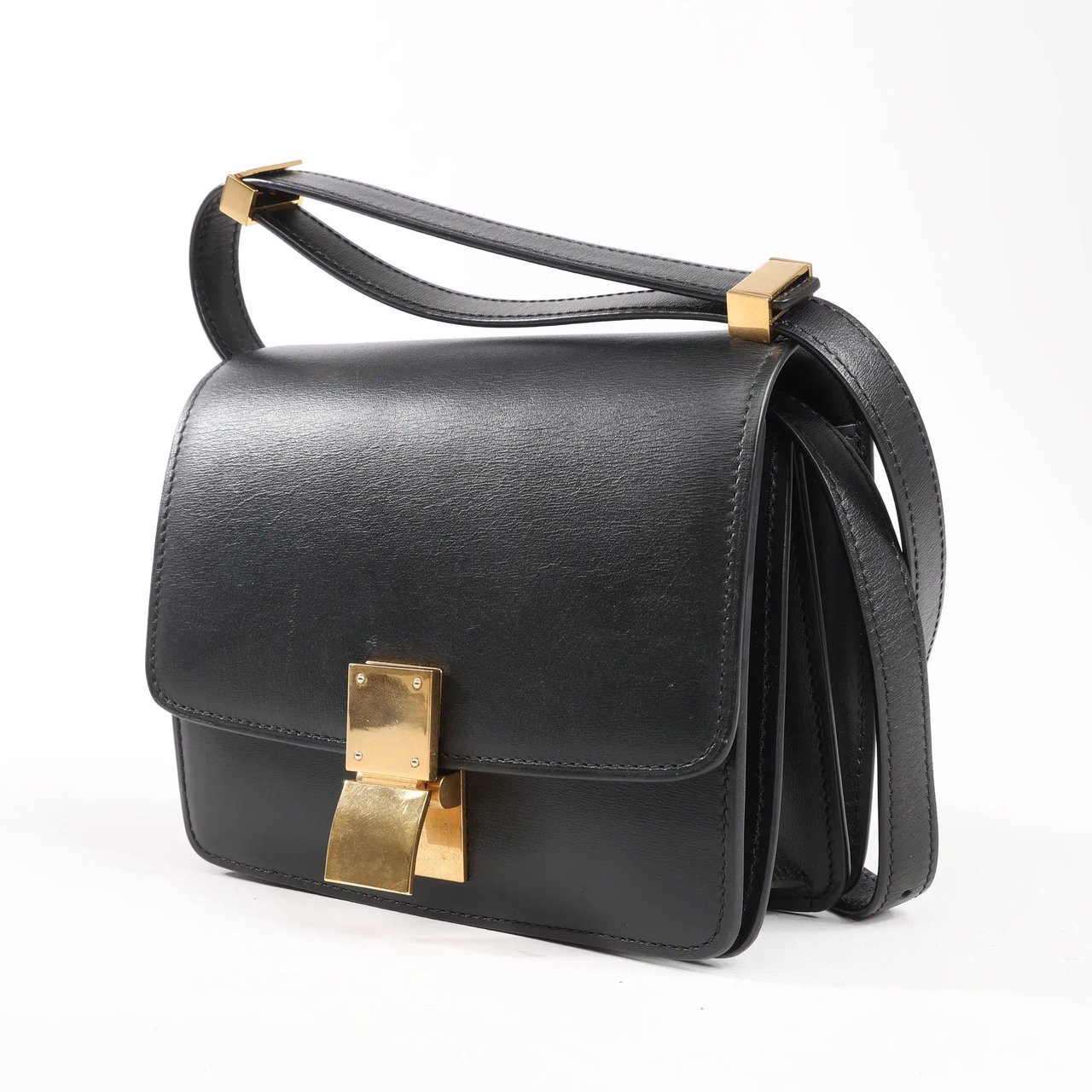 Celine Celine Classic Box Small Leather Shoulder Bag in Black Zwart