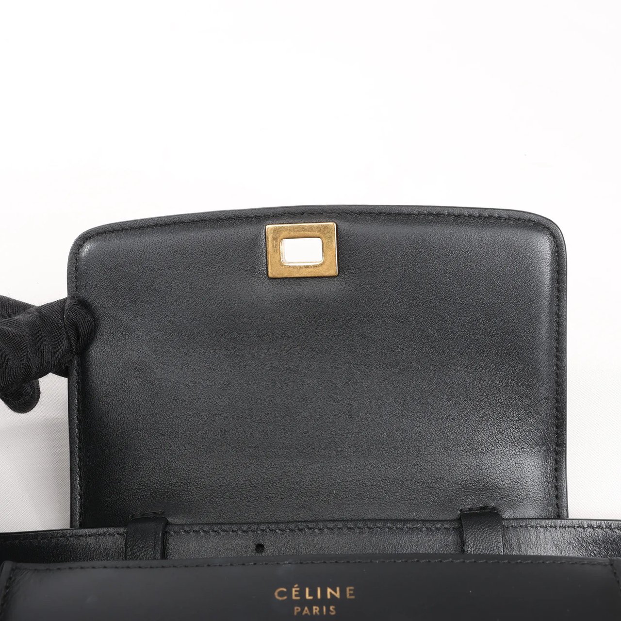 Celine Celine Classic Box Small Leather Shoulder Bag in Black Zwart