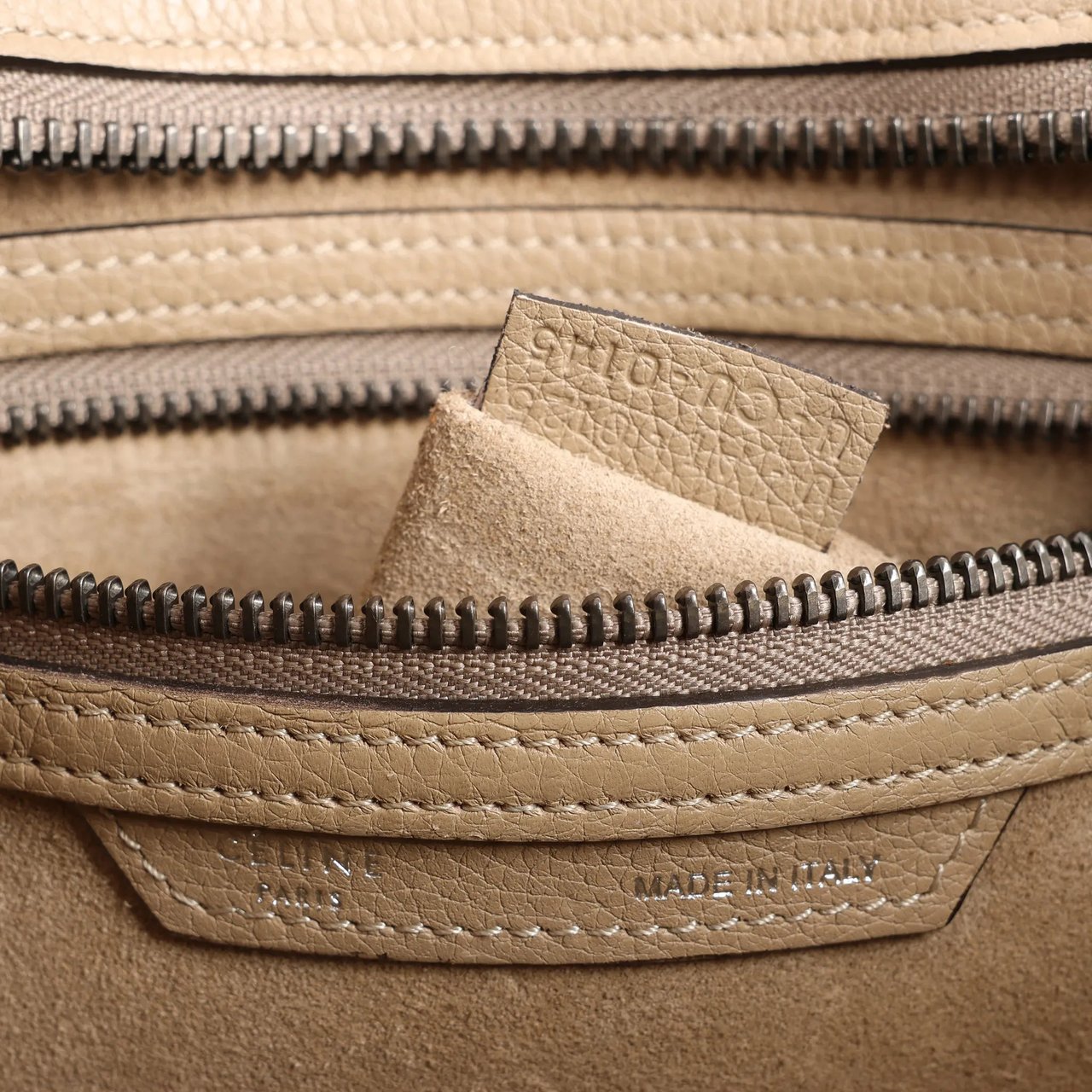 Celine Celine Luggage Micro Leather Handbag in Beige Beige