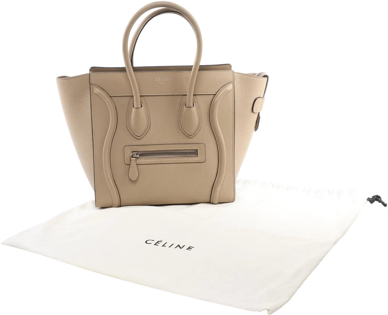 Celine Celine Luggage Micro Leather Handbag in Beige Beige
