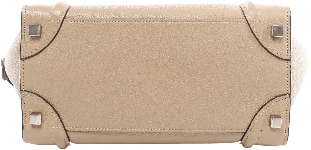 Celine Celine Luggage Micro Leather Handbag in Beige Beige