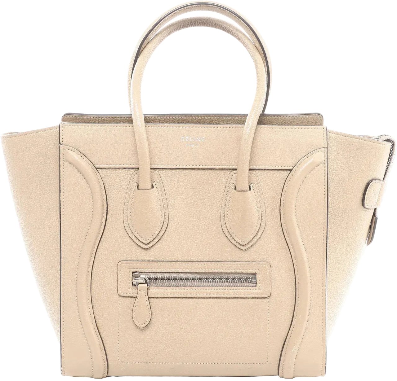 Celine Celine Luggage Micro Leather Handbag in Beige Beige