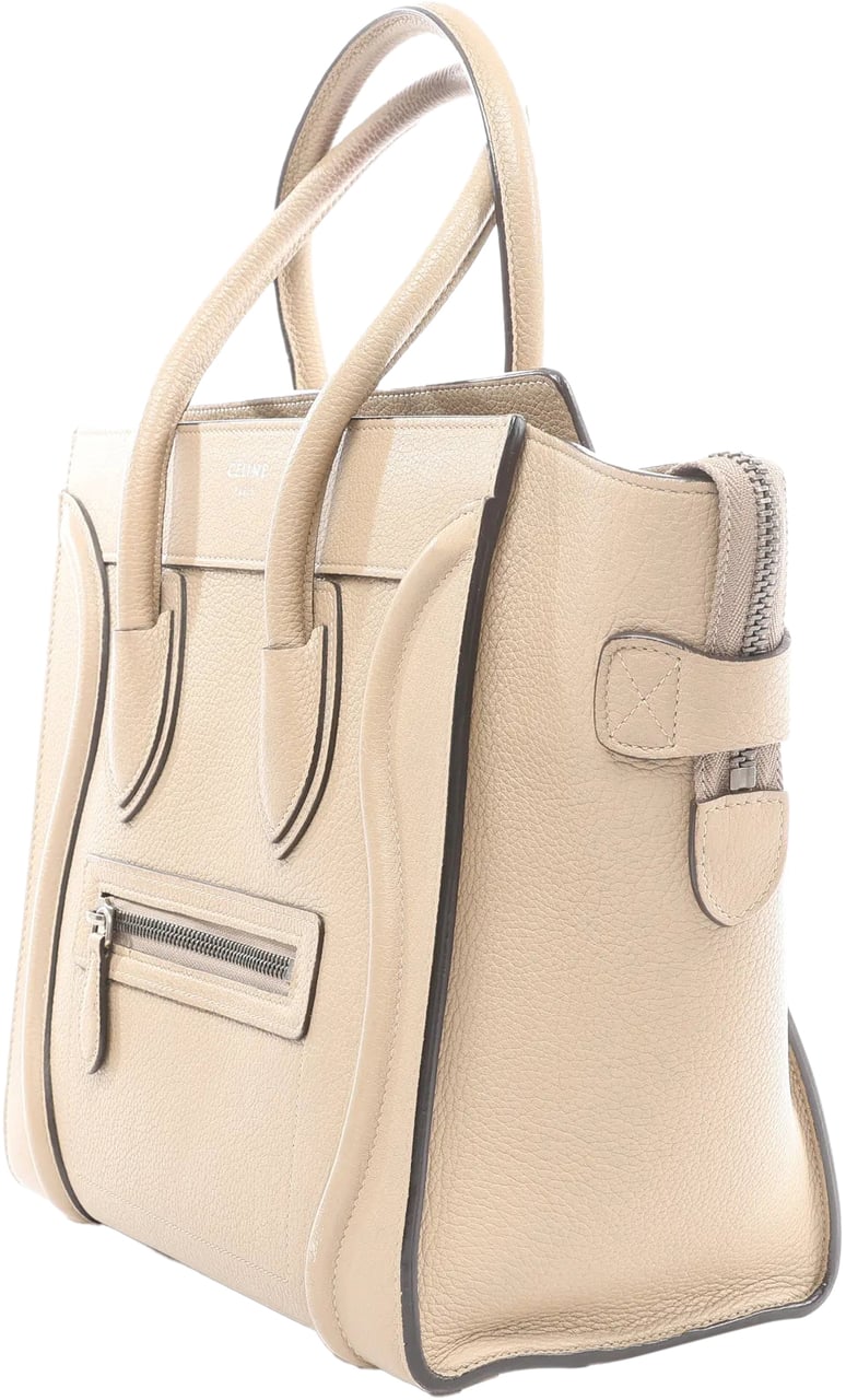 Celine Celine Luggage Micro Leather Handbag in Beige Beige
