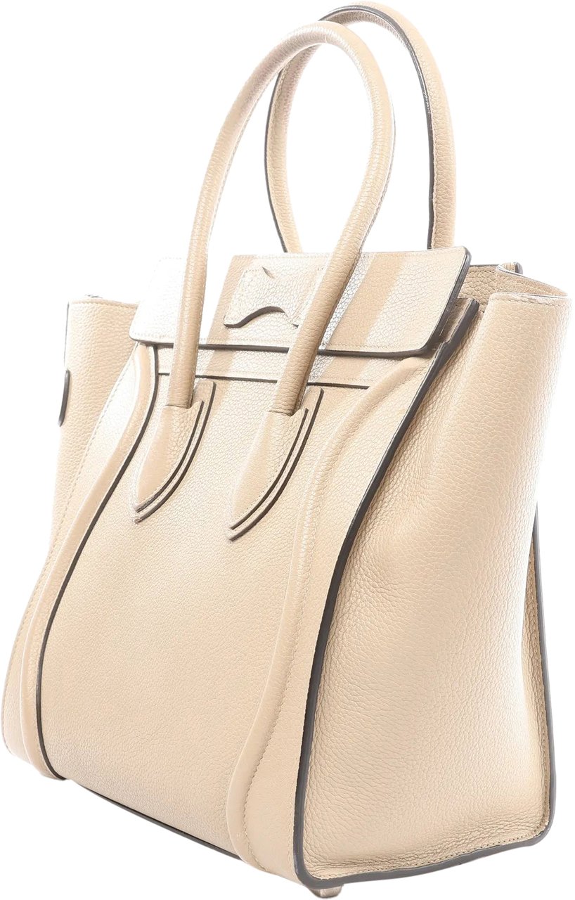 Celine Celine Luggage Micro Leather Handbag in Beige Beige