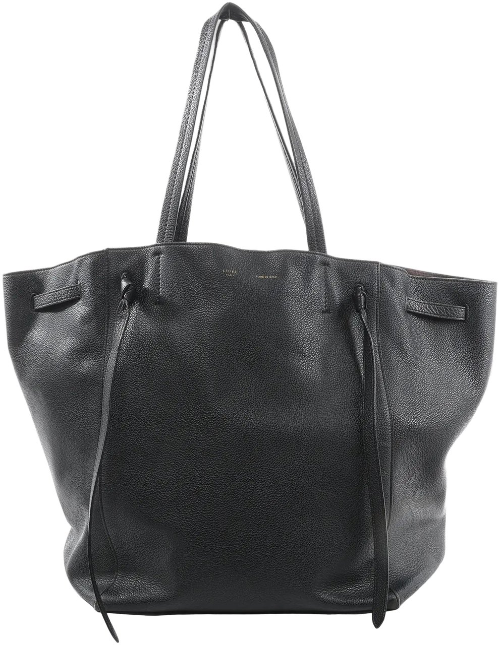 Celine Celine Cabas Phantom Medium Leather Shoulder Bag in Black Zwart
