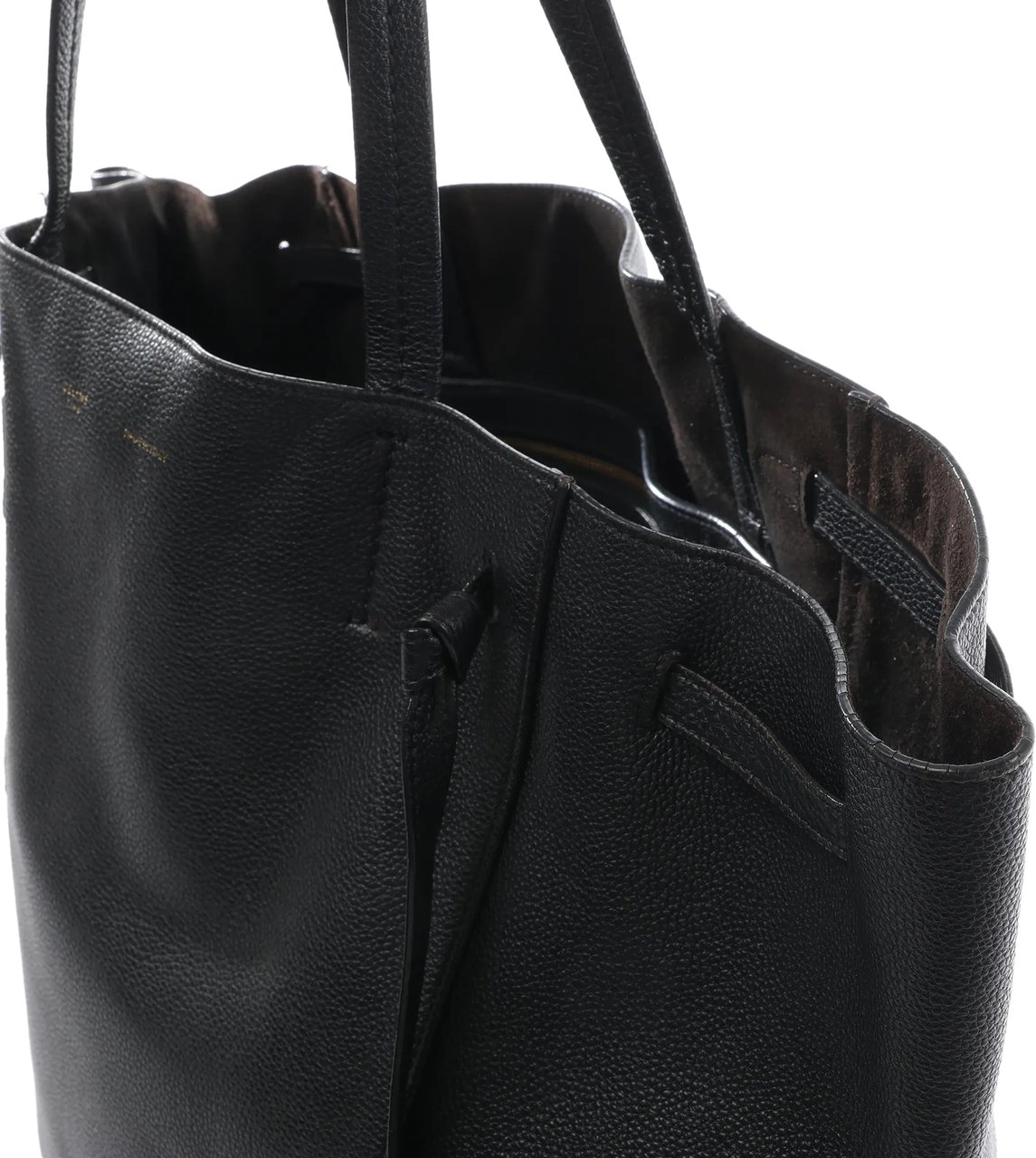 Celine Celine Cabas Phantom Medium Leather Shoulder Bag in Black Zwart