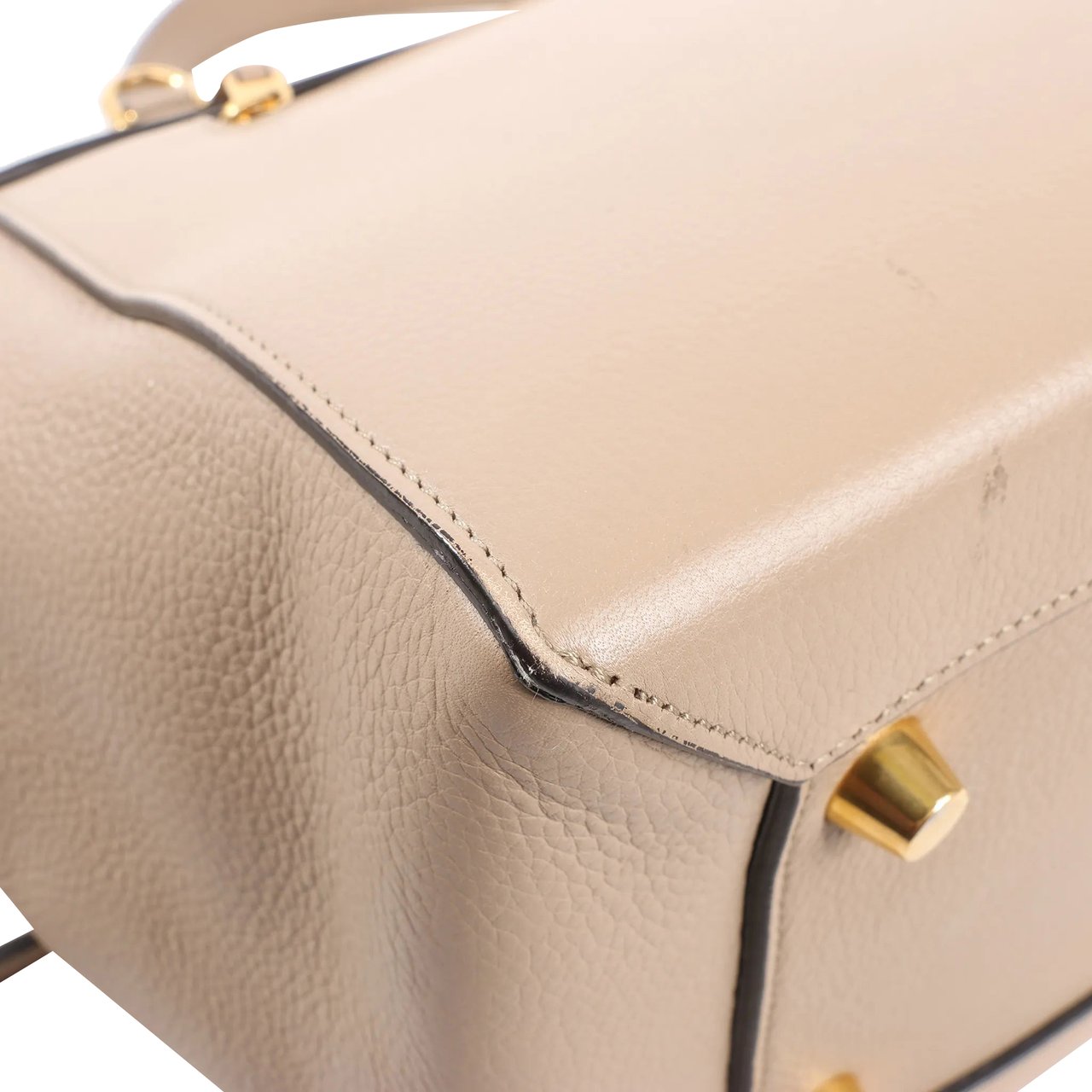 Celine CELINE Belt Bag Grained Leather Mini 2Way Handbag in Beige Beige