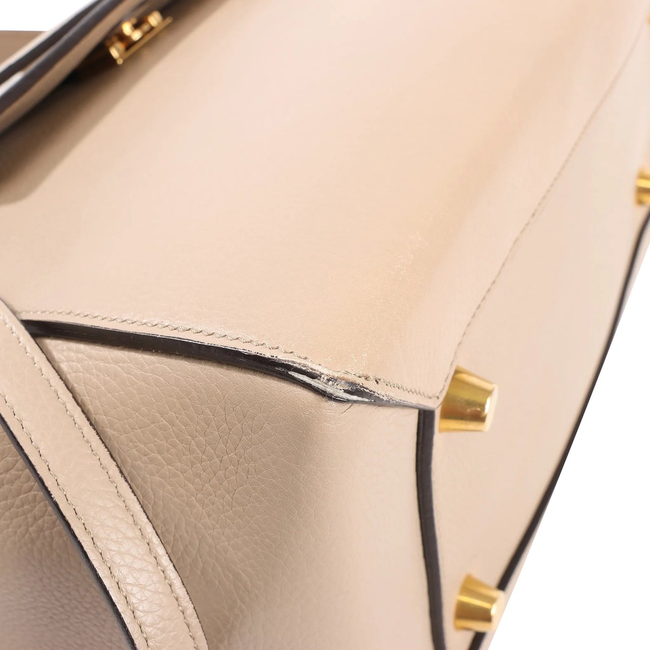 Celine CELINE Belt Bag Grained Leather Mini 2Way Handbag in Beige Beige