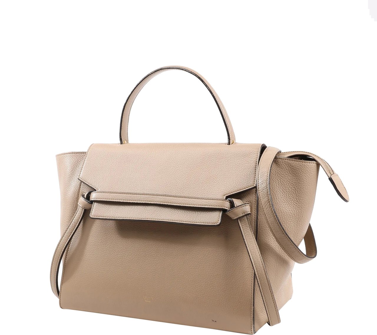 Celine CELINE Belt Bag Grained Leather Mini 2Way Handbag in Beige Beige