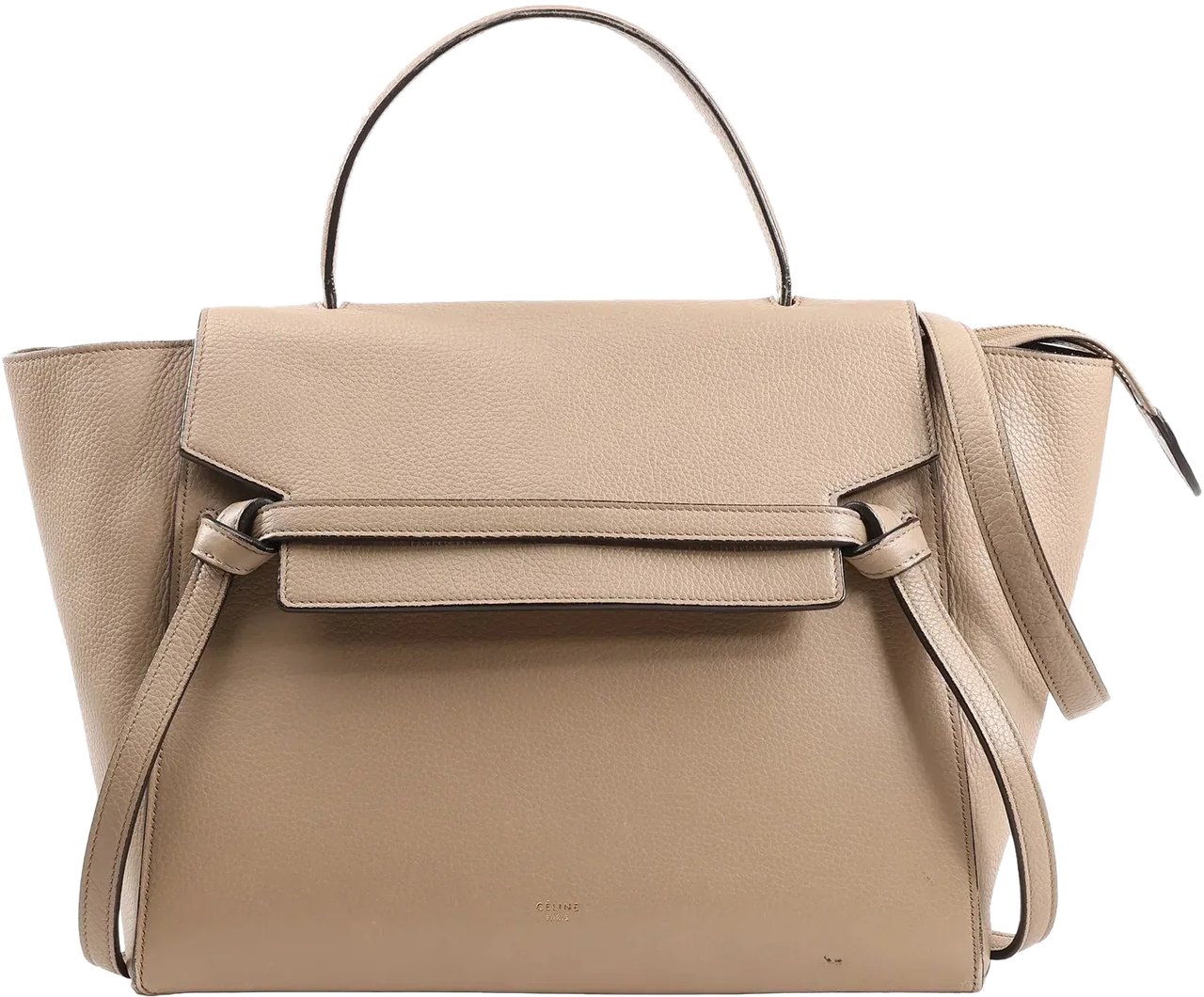 Celine CELINE Belt Bag Grained Leather Mini 2Way Handbag in Beige Beige