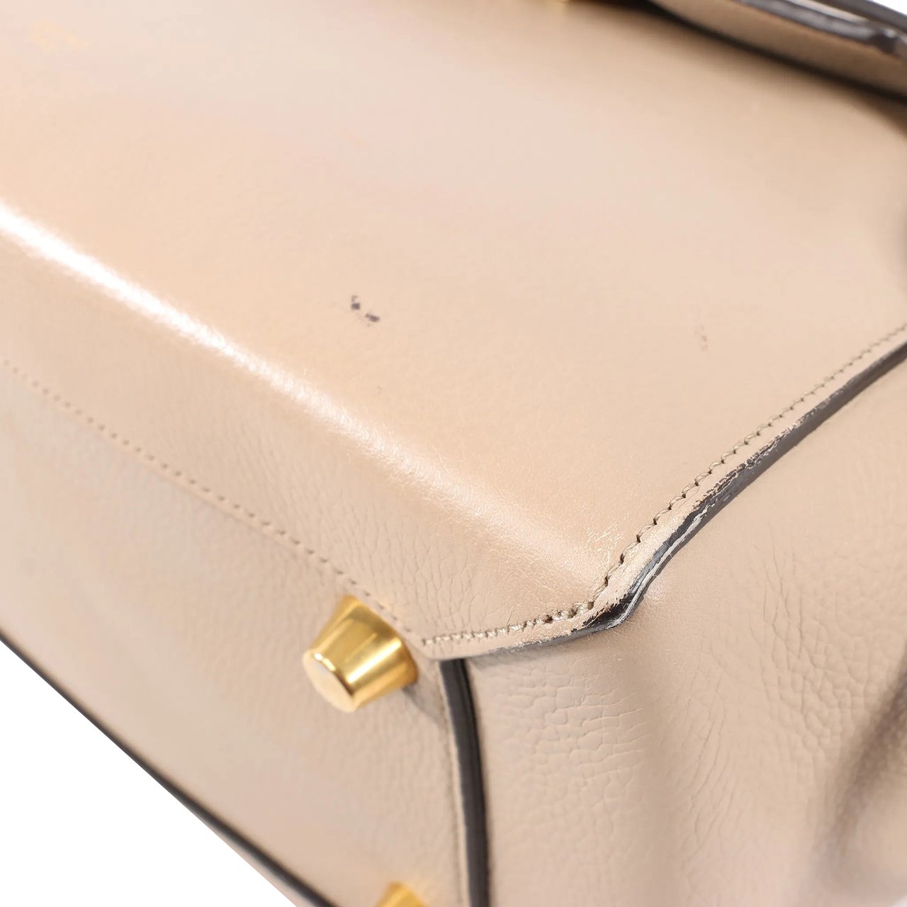 Celine CELINE Belt Bag Grained Leather Mini 2Way Handbag in Beige Beige