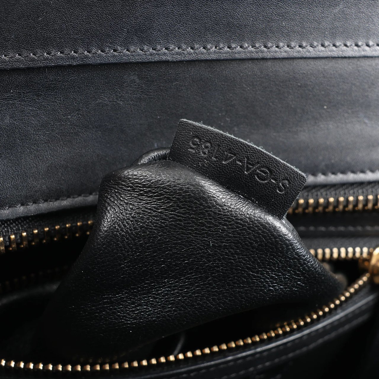 Celine Celine Luggage Micro Leather x Canvas Handbag in Black x Beige x Blue Divers