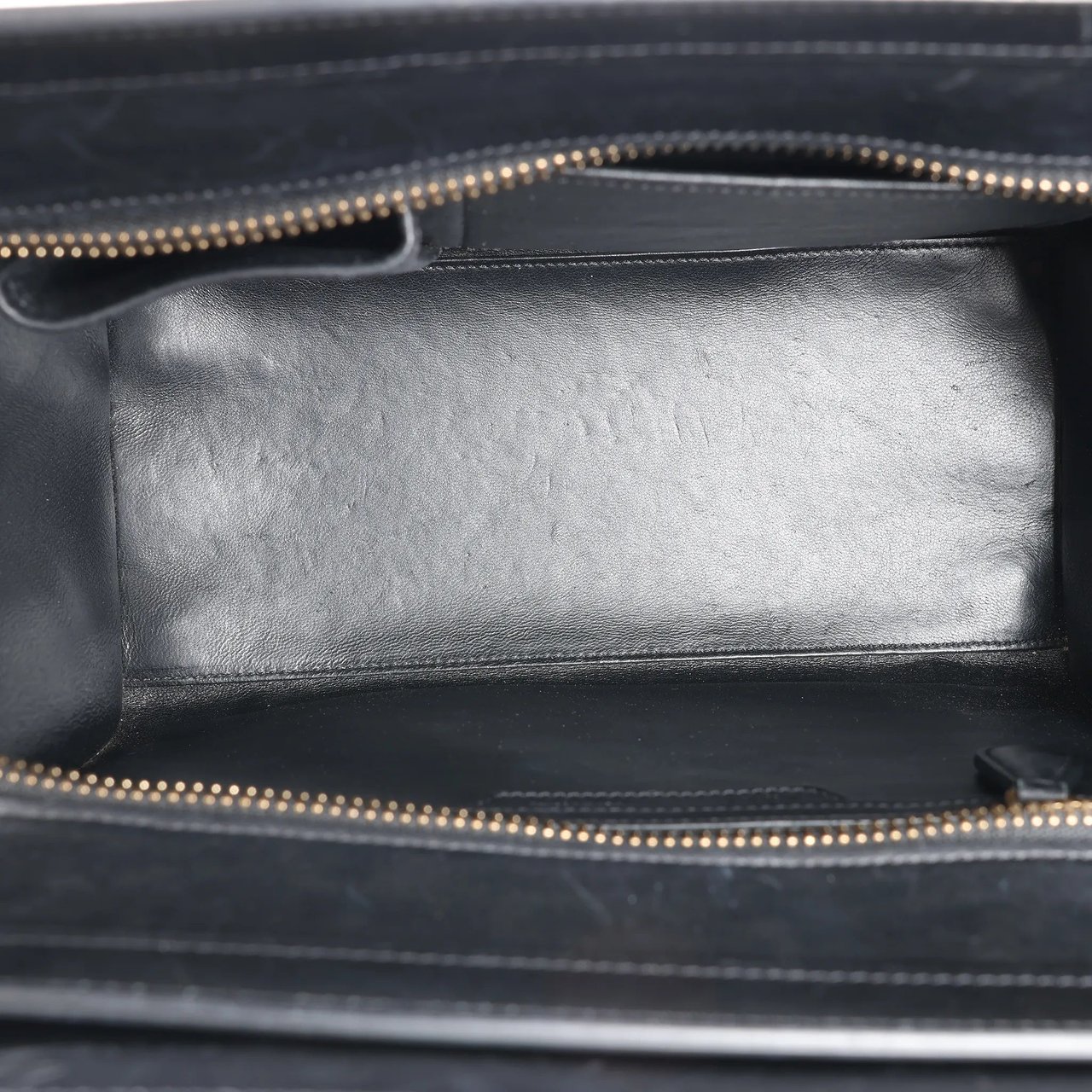 Celine Celine Luggage Micro Leather x Canvas Handbag in Black x Beige x Blue Divers