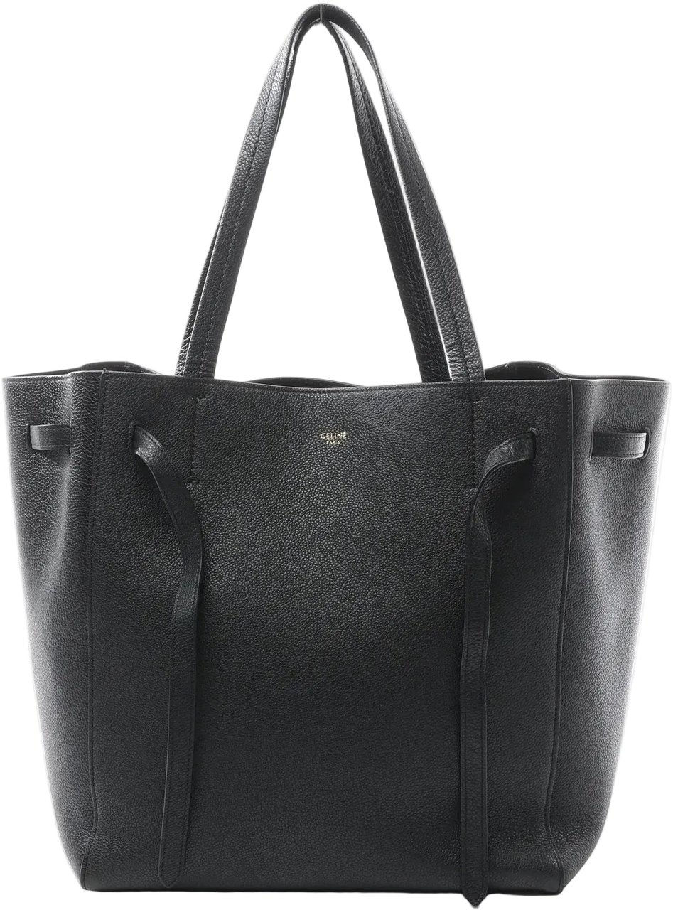 Celine Celine Cabas Phantom Small Leather Shoulder Bag in Black Zwart