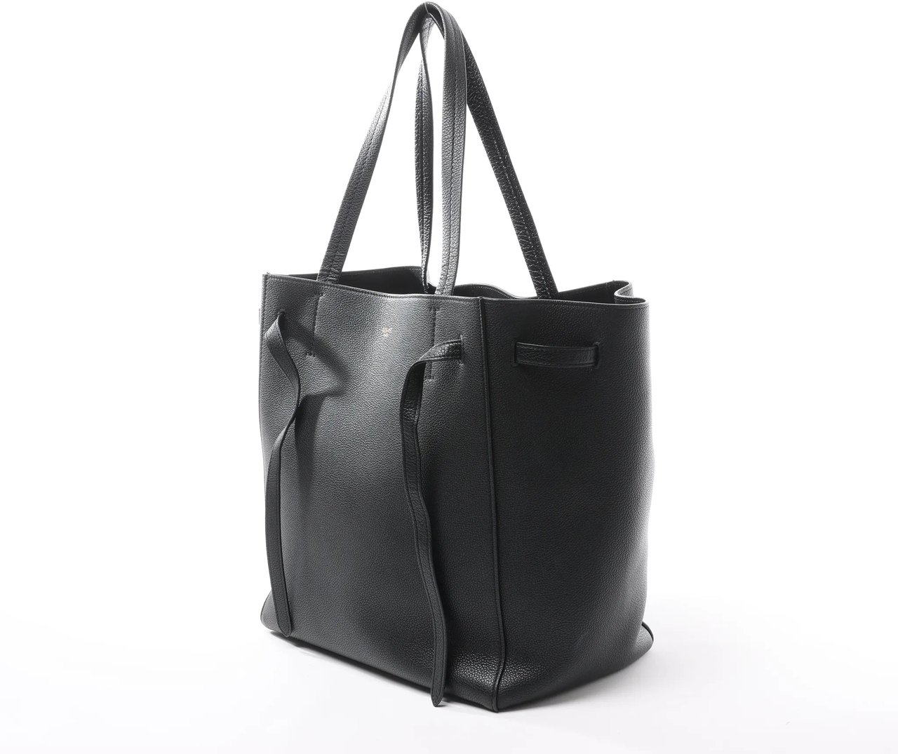 Celine Celine Cabas Phantom Small Leather Shoulder Bag in Black Zwart