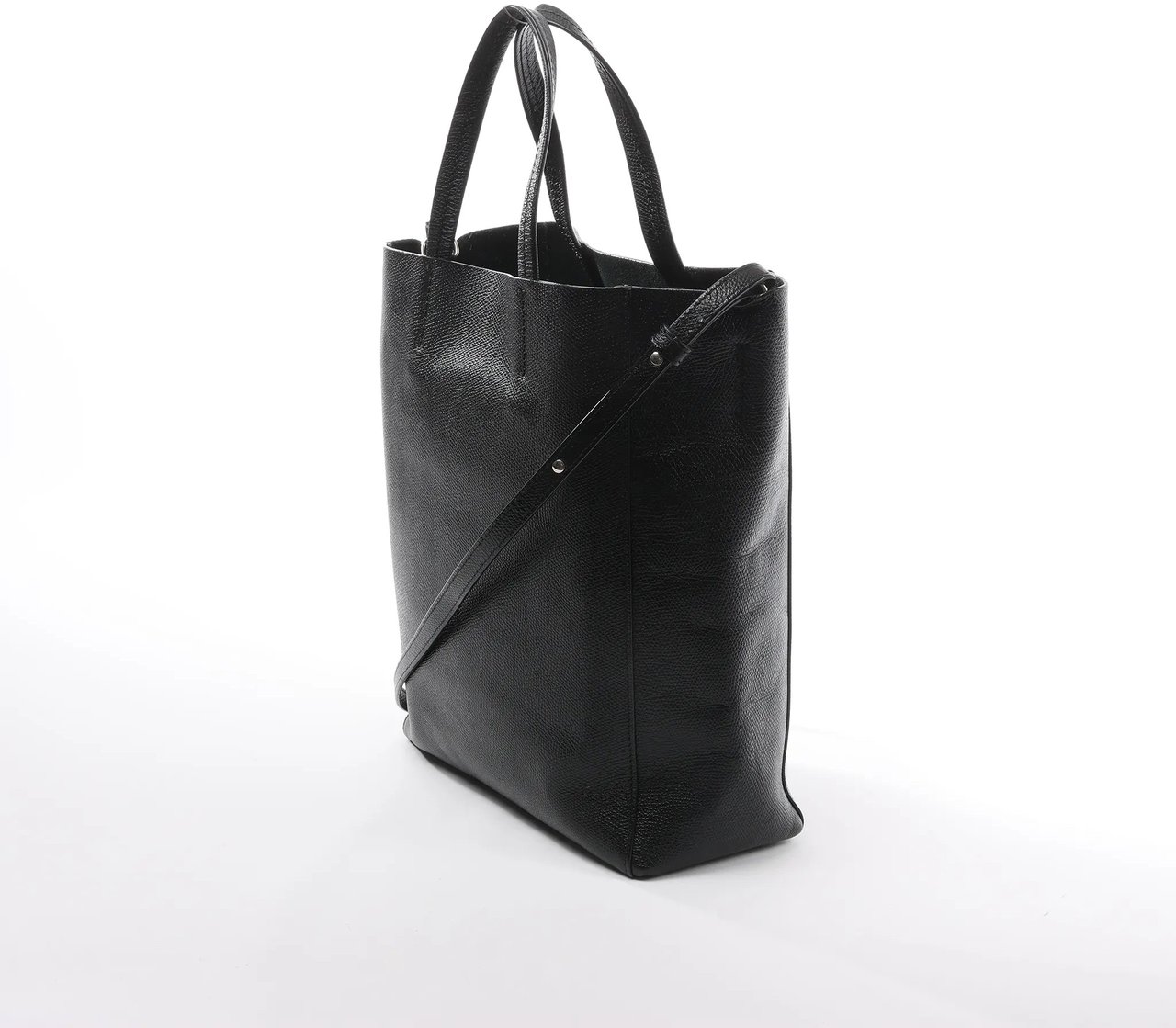 Celine CELINE Cabas Vertical Small Leather 2Way Handbag in Black Zwart